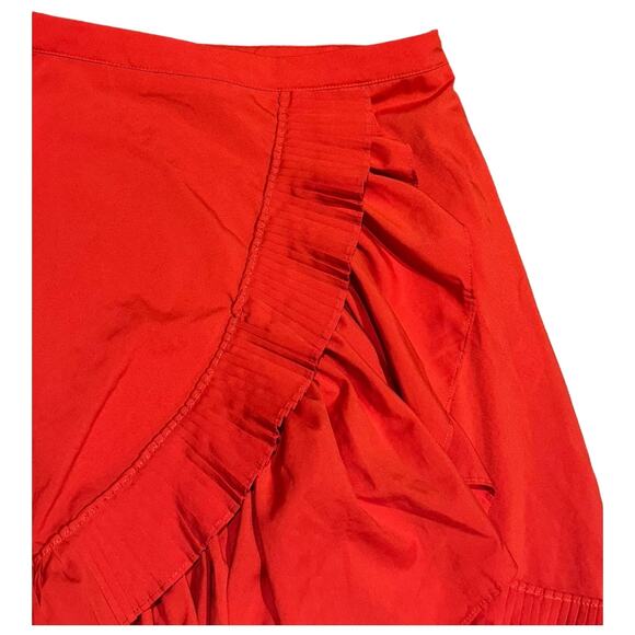 LULUMARI Red Overlap Maxi Frill High Low Skirt size medium - Picture 5 of 9